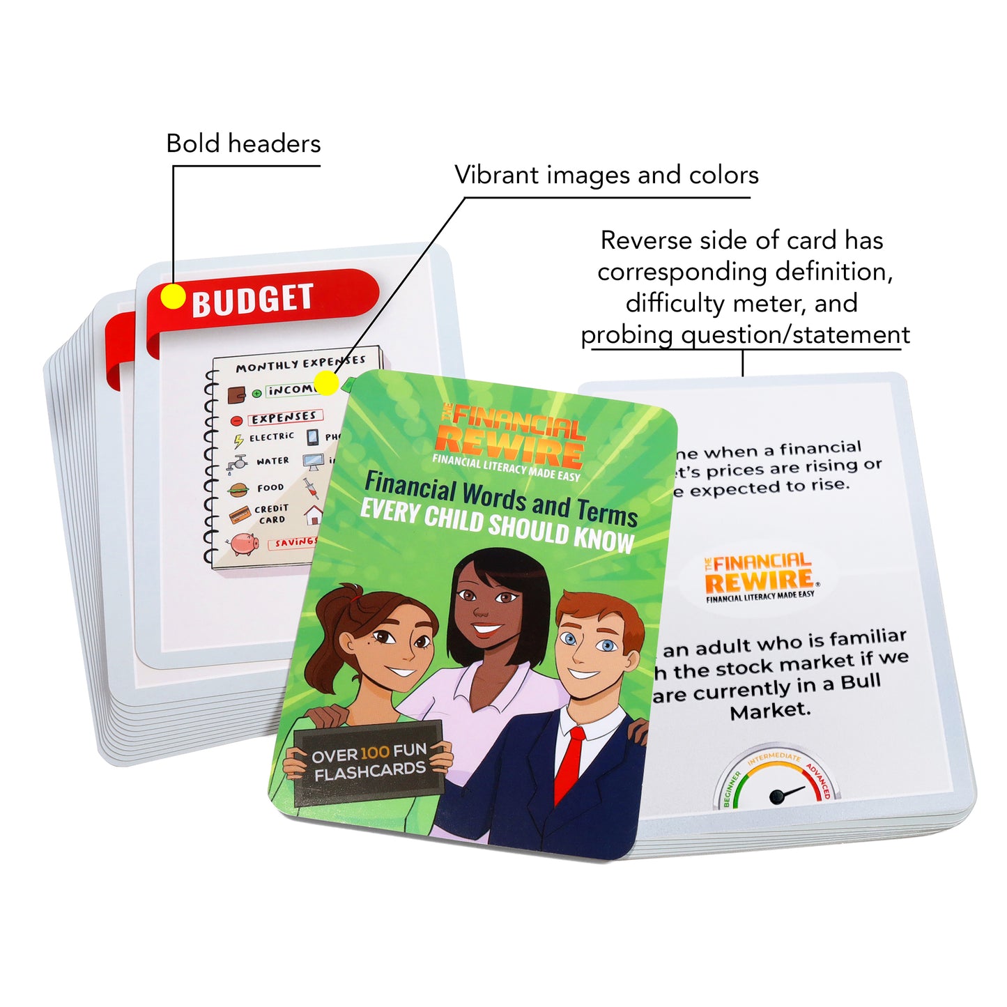 100 Financial Literacy Words and Terms Every Child Should Know Deluxe Flashcard Set