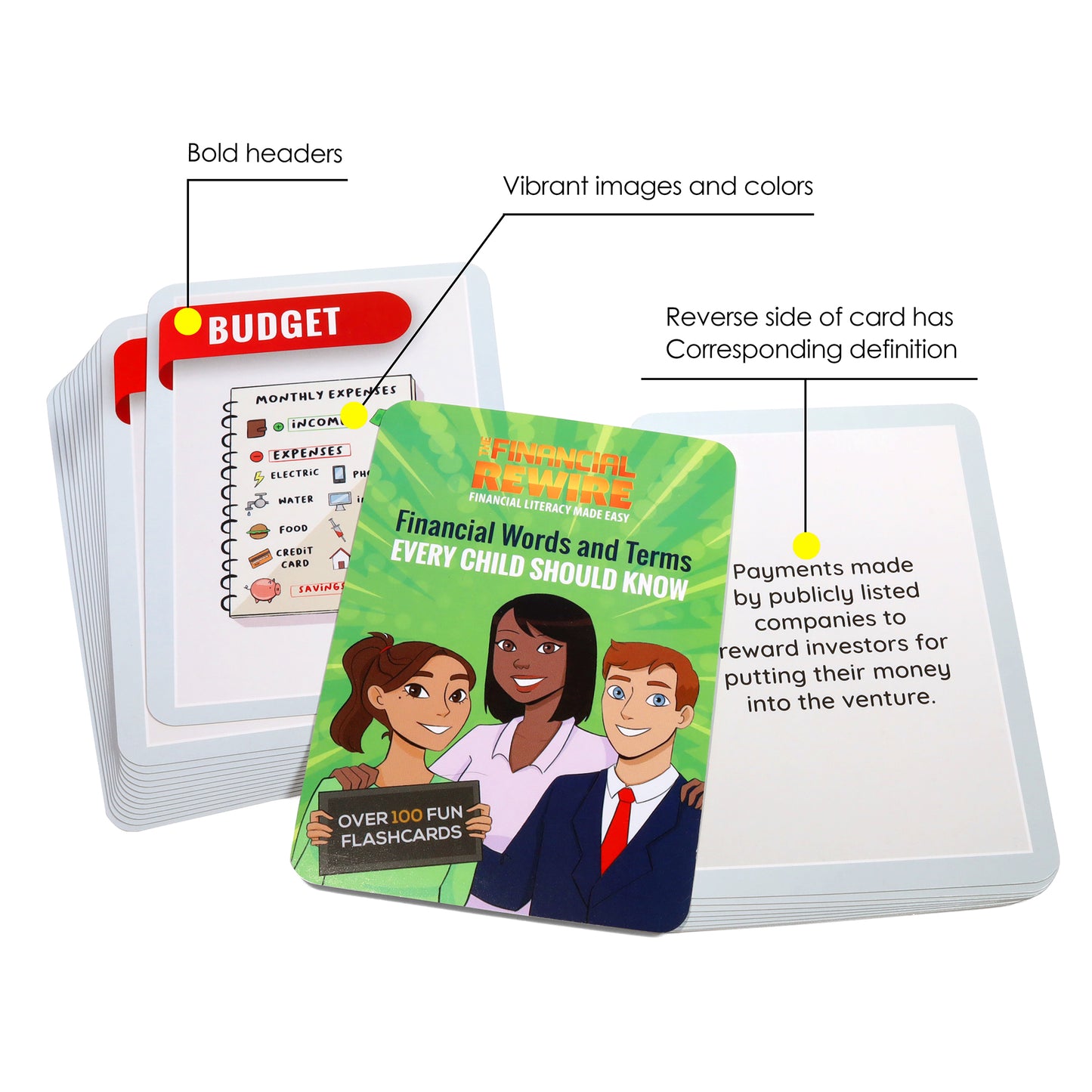 CLEARANCE: 100 Financial Literacy Words and Terms Every Child Should Know Deluxe Flashcard Set _Gen 1