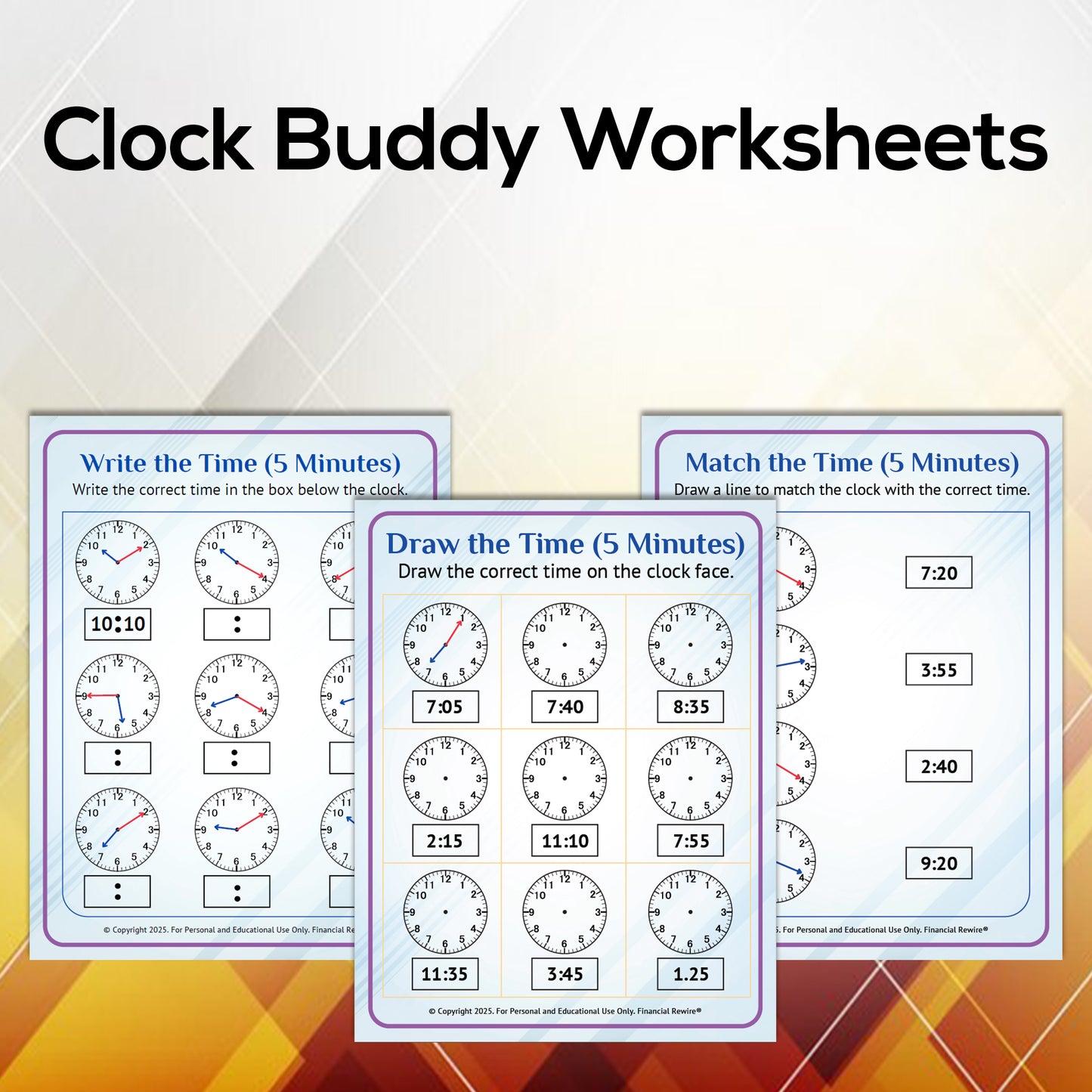 Printable Worksheets: Clock Buddy (51) Worksheets