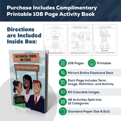 100 Financial Literacy Words and Terms Every Child Should Know Deluxe Flashcard Set