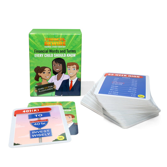 CLEARANCE: 100 Financial Literacy Words and Terms Every Child Should Know Deluxe Flashcard Set _Gen 1