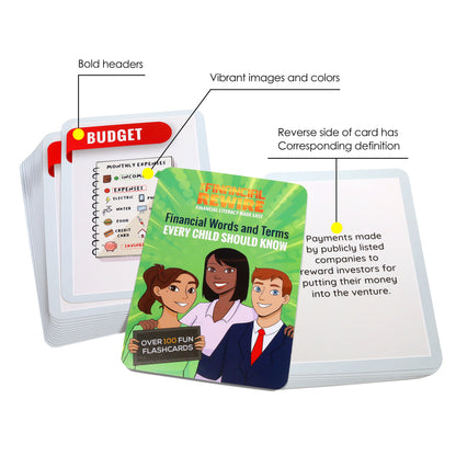 CLEARANCE: 100 Financial Literacy Words and Terms Every Child Should Know Deluxe Flashcard Set _Gen 1