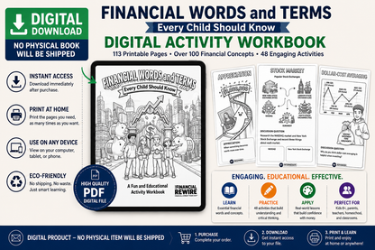 Gen 3 Printable Activity Book: Financial Words and Terms Every Child Should Know – Digital Activity Workbook _ Gen 3 Latest Version