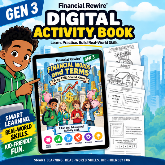 Gen 3 Printable Activity Book: Financial Words and Terms Every Child Should Know – Digital Activity Workbook _ Gen 3 Latest Version