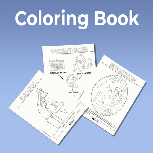 Printable Coloring Book: 100 Financial Literacy Words and Terms Every Child Should Know- 113 Pages