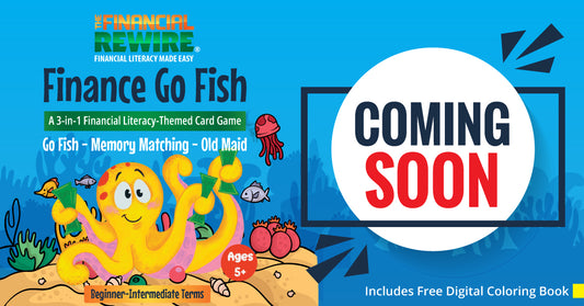 Finance Go Fish – 3-in-1 Financial Literacy Card Game for Kids –(Beginner - Intermediate Terms) Go Fish, Memory, and Old Maid – Includes Card Holder & Digital Coloring Book – Fun Educational Game for Ages 5+