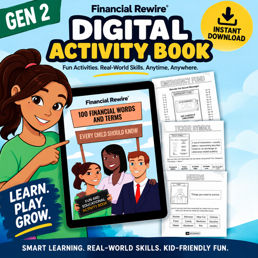 Gen 2 Printable Activity Book: 100 Financial Literacy Words and Terms Every Child Should Know - 113 Pages