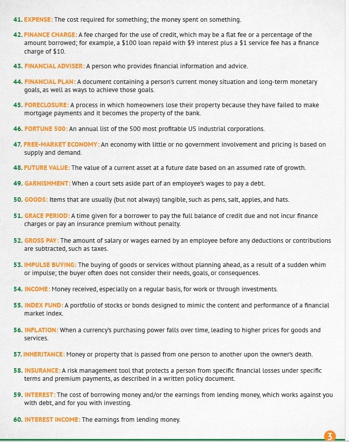 Definition Quick Reference Sheets