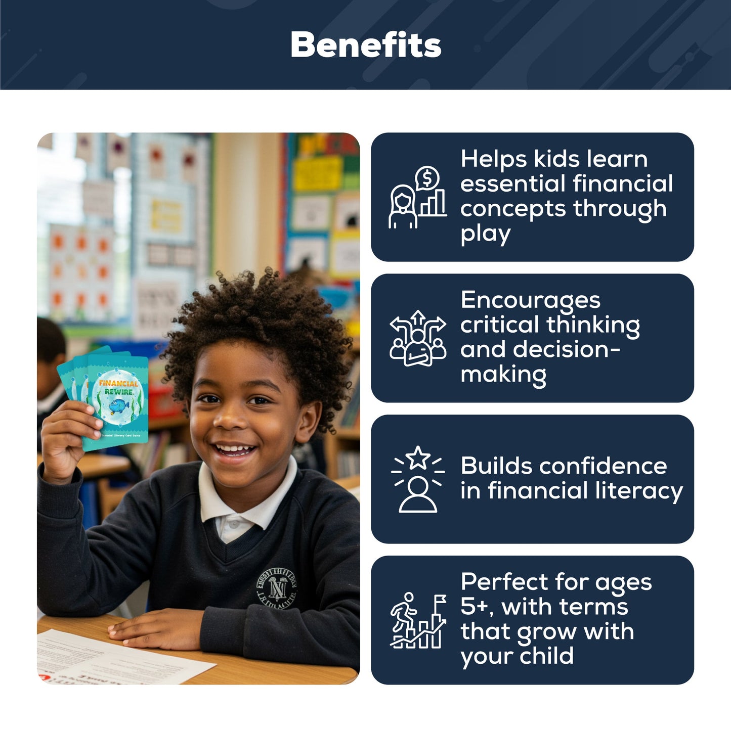 Finance Go Fish – 3-in-1 Financial Literacy Card Game for Kids –(Beginner - Intermediate Terms) Go Fish, Memory, and Old Maid – Includes Card Holder & Digital Coloring Book – Fun Educational Game for Ages 5+