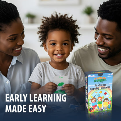First Steps Learning Flashcards – 76 Cards for Toddlers & Kids – Letters, Numbers, Colors, Shapes & Emotions – Early Learning Tool for Ages 3+