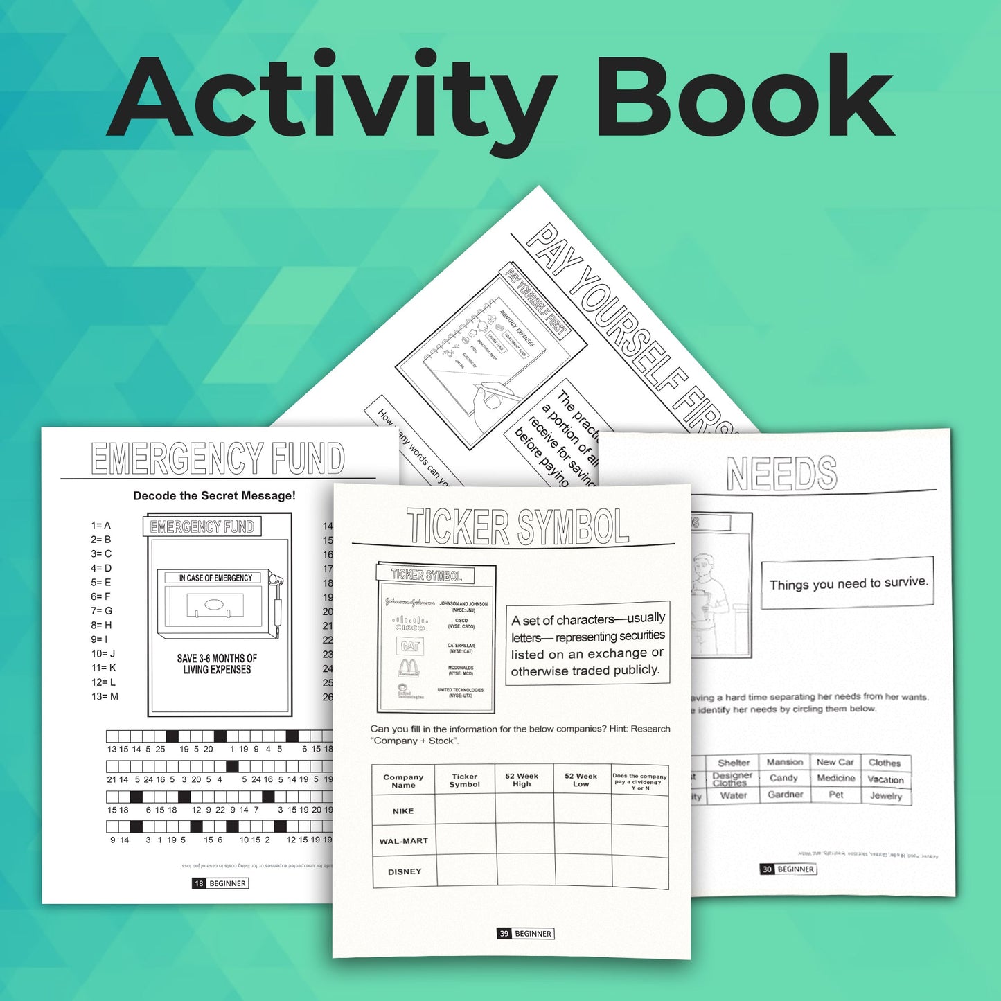 Printable Activity Book: 100 Financial Literacy Words and Terms Every Child Should Know - 113 Pages