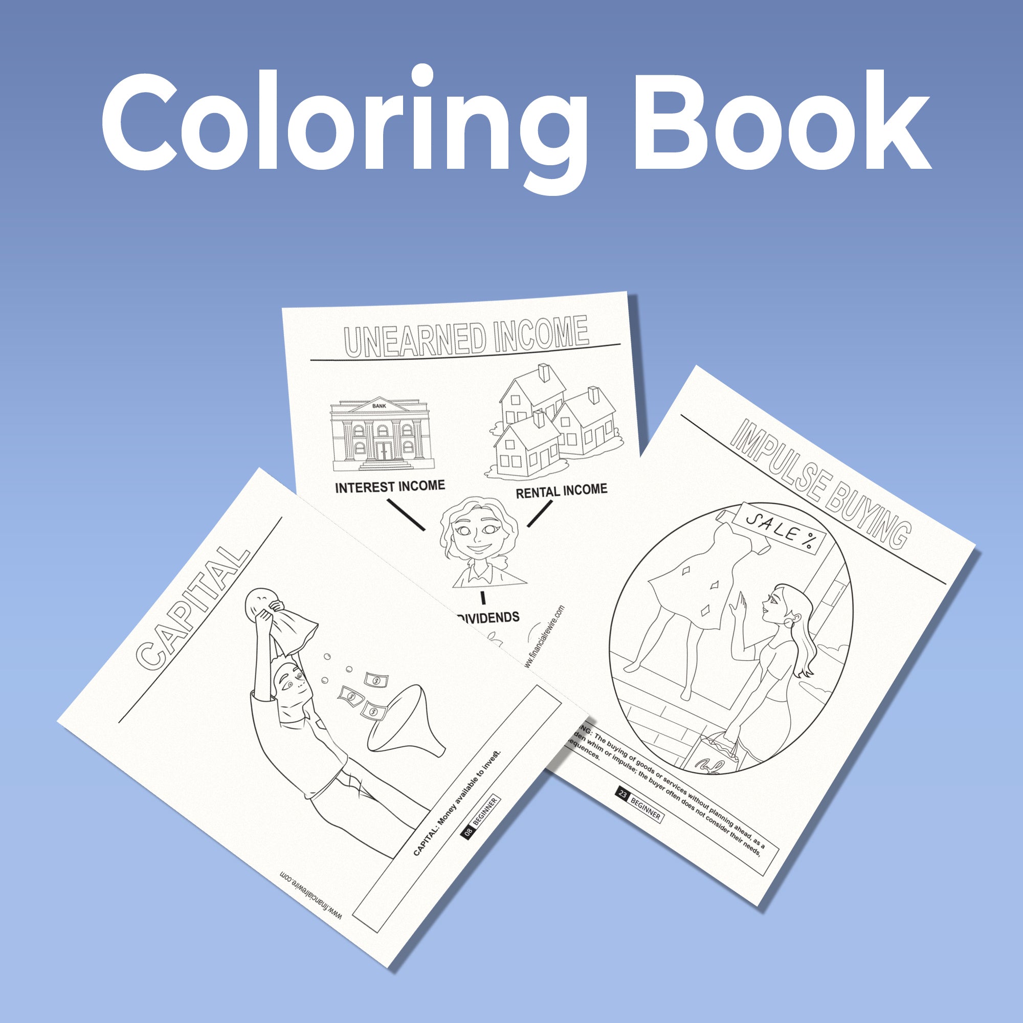 Printable Coloring Book: 100 Financial Literacy Words and Terms Every ...
