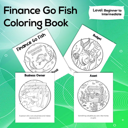 Printable Coloring Book: Finance Go Fish - Beginner to Intermediate 28 Pages