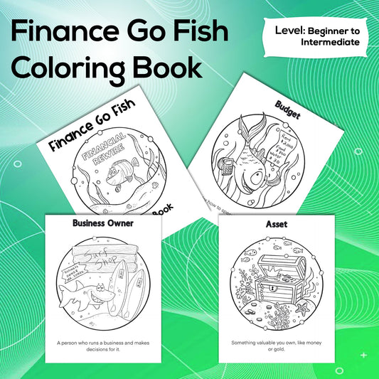 Printable Coloring Book: Finance Go Fish - Beginner to Intermediate 28 Pages