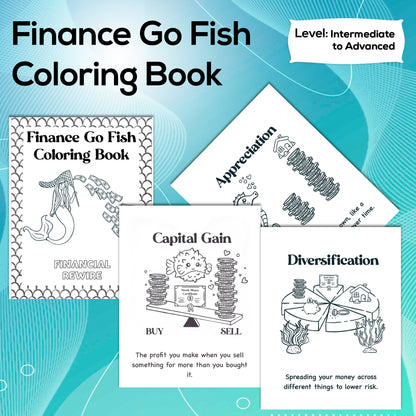 Printable Coloring Book: Finance Go Fish - Intermediate to Advanced 28 Pages