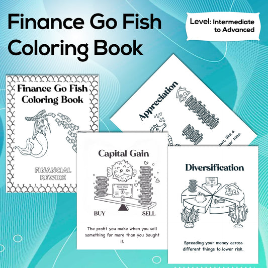 Printable Coloring Book: Finance Go Fish - Intermediate to Advanced 28 Pages