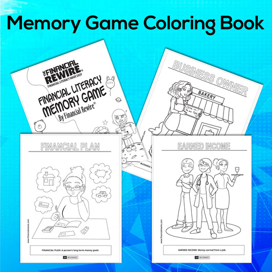 Printable Coloring Book: Financial Literacy Memory Game 36 Pages