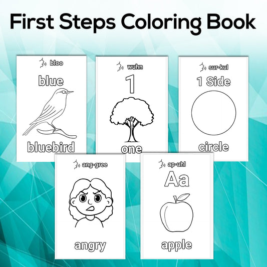 Printable Coloring Book: First Steps 76 Pages